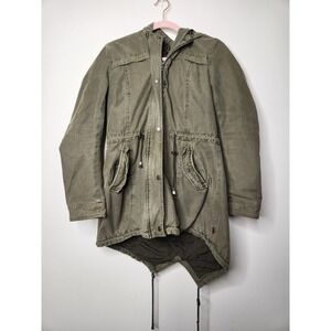 Levi's Olive Green‎ Anorak Hooded Utility Jacket Aztec Elbow Patches Women Small